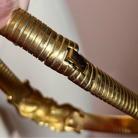 Vintage 80 90 Retro Heavy Matte Gold Thick Omega Chain Mobwife Choker Necklace - Picture 11 of 17